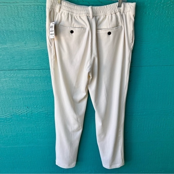 ALFANI WINTER IVORY SOFT CORDUROY RIBBED STRETCHY DRAWSTRING PANTS SZ MEDIUM NWT - Picture 2 of 5